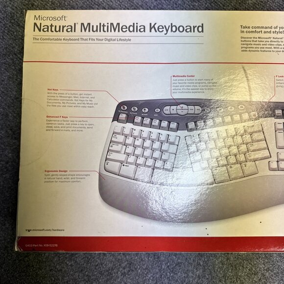 NEW Microsoft Natural Multimedia Keyboard Ergonomic Design WIN32 / PS2 K50-00100 - Picture 3 of 11